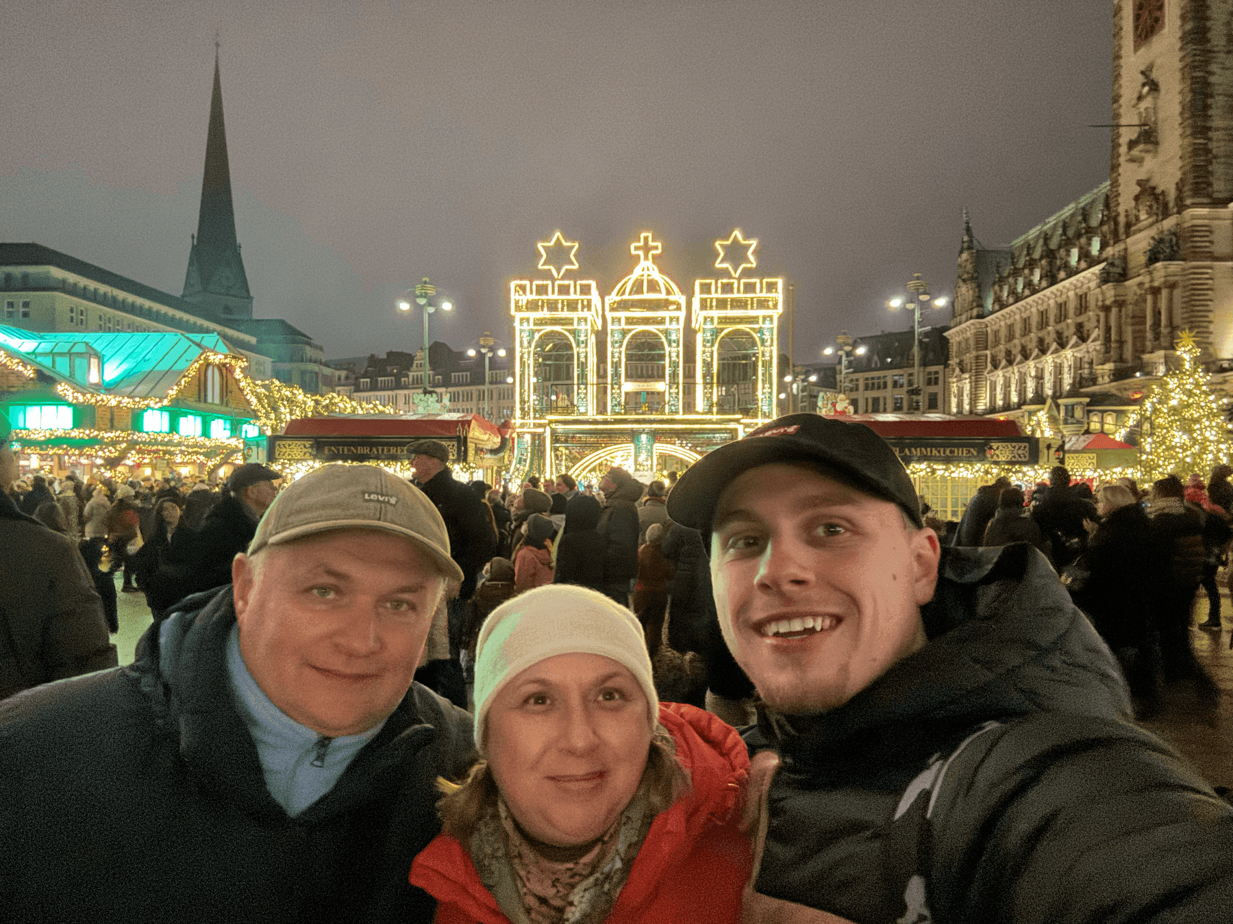 With my parents at a Christmas market in Hamburg